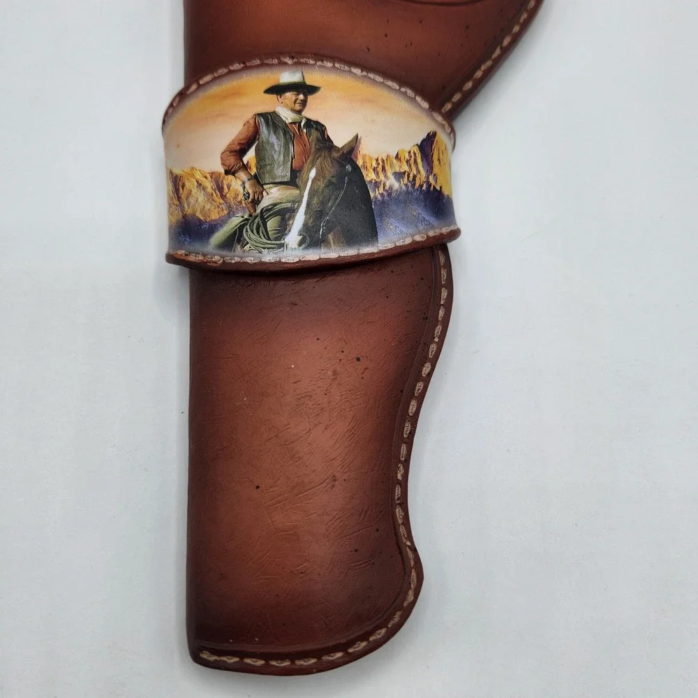 Vintage John Wayne Cowboy Spirit Wall Plaque Faux Holster Revolver Decor COA